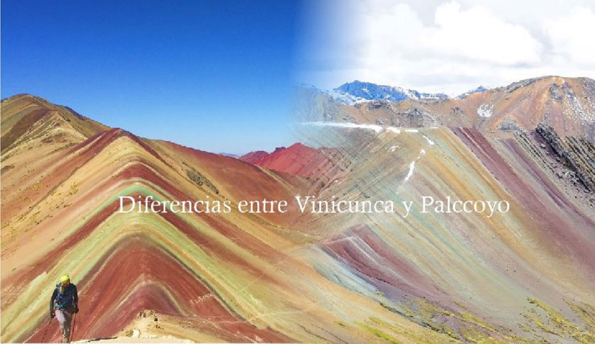 cual es la diferencia entre la montaña de colore palccoyo y vinicunca